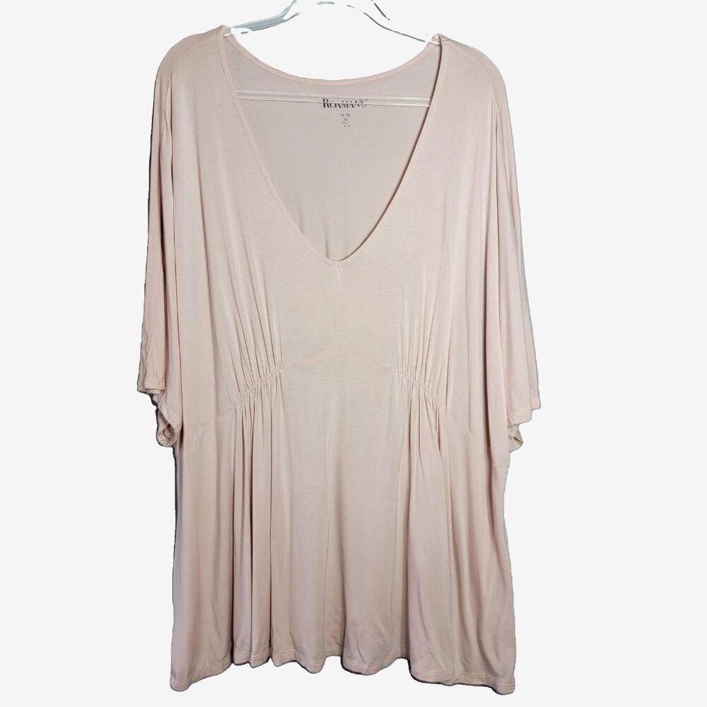 Roaman's Pink Top Plus Size 26/28 Empire Waist Soft Lightweight Stretch